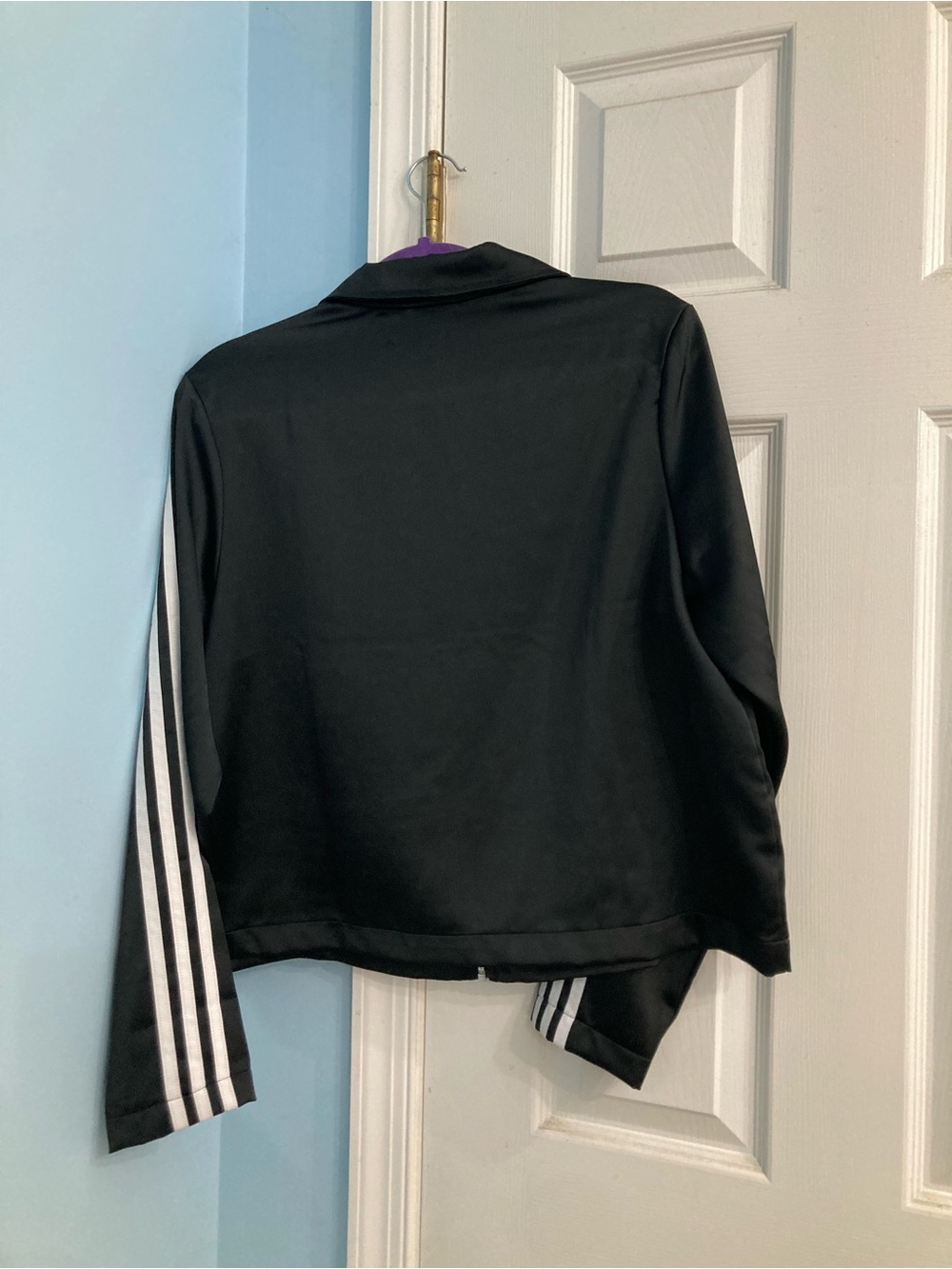 adidas Black Bomber Jacket with White Stripes - Picture 2 of 5